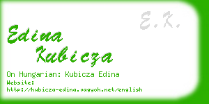 edina kubicza business card